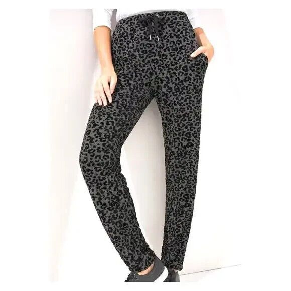 Soma‎ Wknd Women's Animal Print Jet Setter Jogger Heather Quartz Flocked Medium - Picture 1 of 13